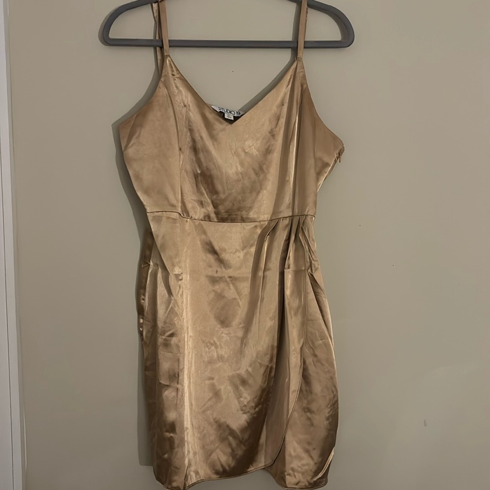 Gold Silk Slip Dress (XL)